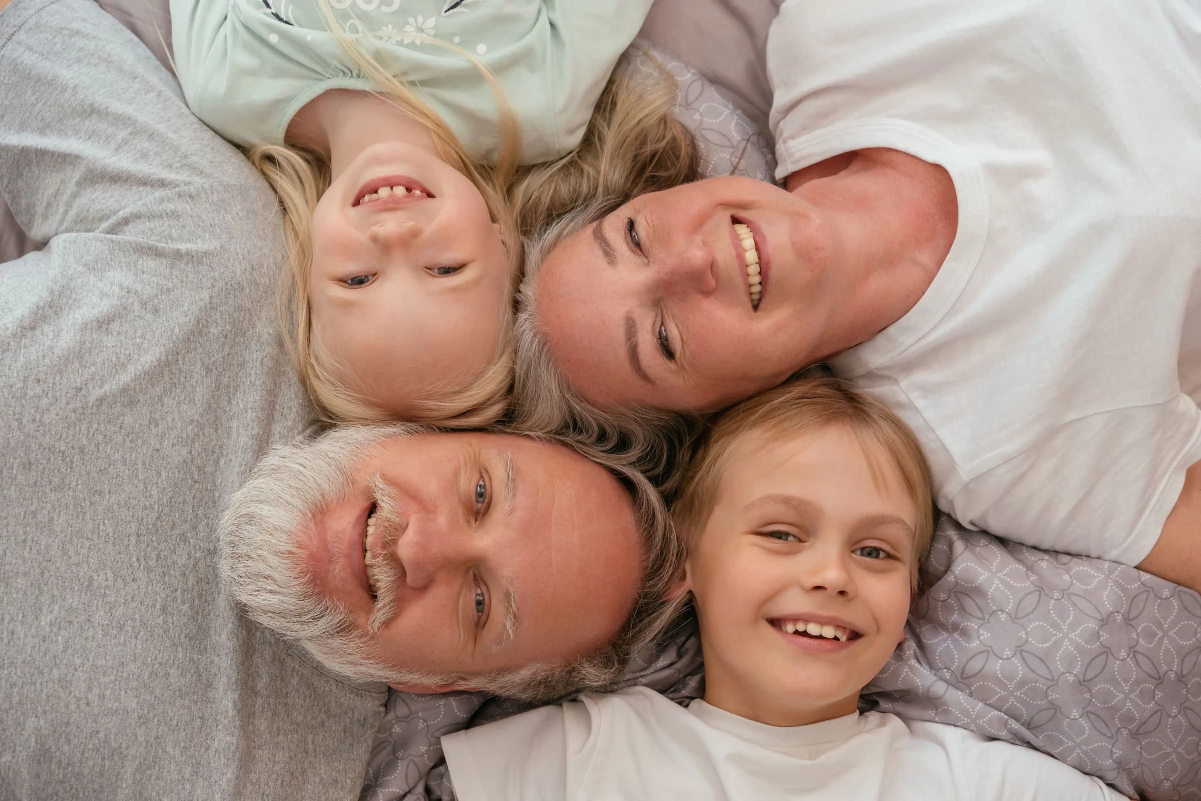 A happy family together at home