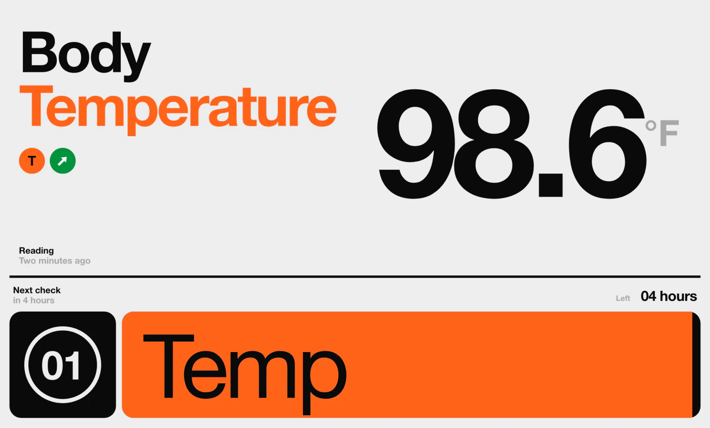 Contactless temperature checks screen interface