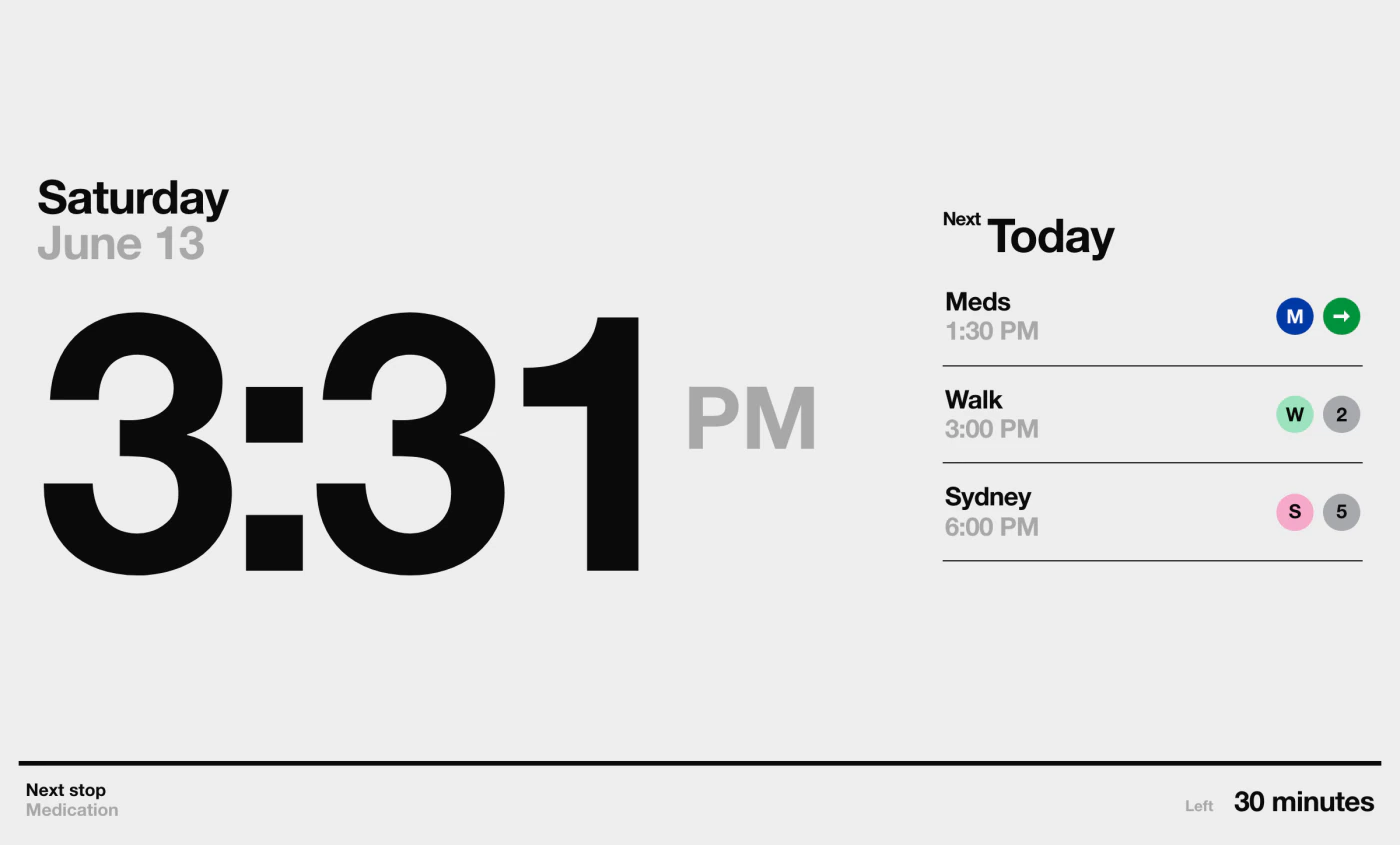 Ambient clock and date screen interface